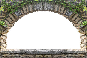 Stone window or arch isolated in white.