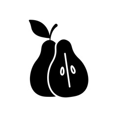 half pear icon, silhouette style