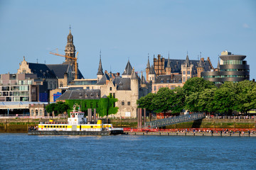 View of Antwerp over the River Scheldt, Belgium.