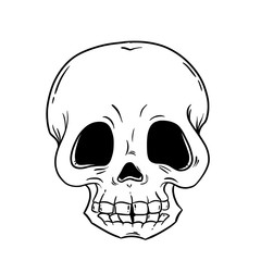 Fototapeta premium Skull hand drawn silhouette for Day of the dead, Dia de los Muertos traditional Mexican party, Halloween, rock or gothic print, evil face icon, horror graphic, pirate pattern, tattoo illustration