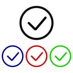 icon, check, tick, button, mark, symbol, ok, yes, sign, green, 3d, checkmark, isolated, web, blue, internet, circle, vote, correct, white, red, right, illustration, choice, checkbox