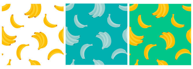 Modern seamless background with bananas. Seamless vector pattern for fabrics, packaging paper, holidays. Colored background.