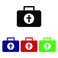 icon, medical, kit, aid, sign, symbol, first, red, cross, health, first aid, case, emergency, button, isolated, white, bag, box, medicine, 3d, suitcase, blue, doctor, web, equipment