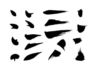 Brush strokes and ink spots. Vector set of brushes
