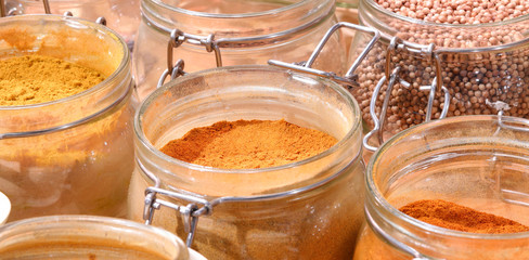 powdered spices on sale in the shop of ethnic products