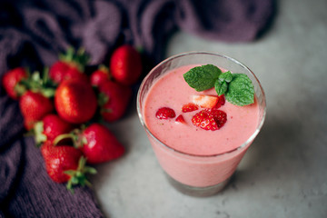 strawberry smoothie in glass