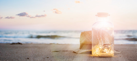 Summer background with lantern