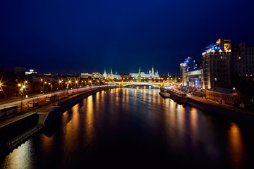 Fototapeta na wymiar Moscow/Russia - Oct 19 2014: View of Moscow in the niche over of bridge