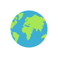 World planet Earth icon in flat style vector illustration isolated on white.