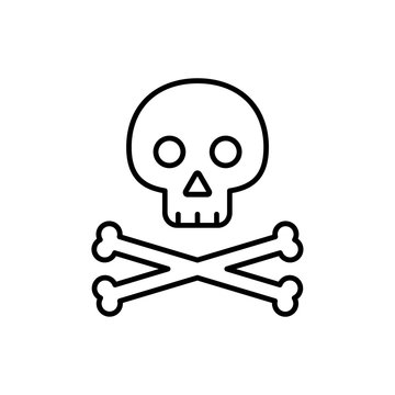Skull with crossed bones line icon. Death sign vector illustration isolated on white.