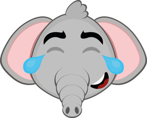 Vector illustration of the face of an elephant cartoon