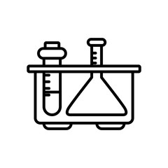 chemical flask and test tube on stand icon, line style