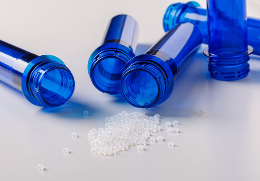 plastic pet preforms for the production of bottles and plastic granules