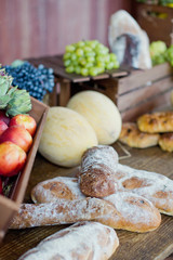 Local food market with vegetables and fruits
