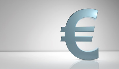 blue euro sign on gray background