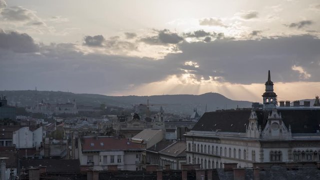 Budapest Hungary Skyline at Sunset time lapse