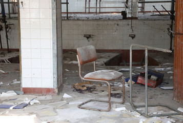 interior of an old factory closed due to the economic crisis