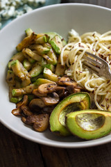 delicious dinner - pasta with white wine