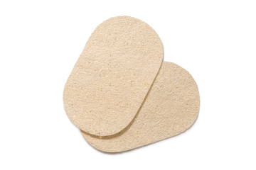 Natural dish washing sponges, kitchen eco coconut scrub scourer, 100% natural loofah plant, biodegradable scrub pad isolated on white
