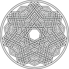 Heptagram with mandala pattern heptagon geometry background vector coloring book