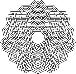 Heptagram with mandala pattern heptagon geometry background vector coloring book