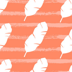 Tropical seamless pattern with leaves. Vector illustration.