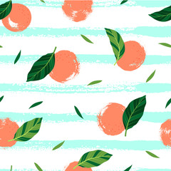 Tropical seamless pattern with oranges. Vector illustration.