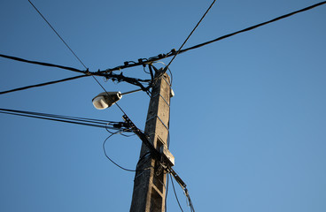 électricité, puissance, mât, ciel, câble, energetique, électrique, câblage, ligne, bleu,...