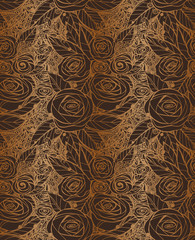 gold black seamless pattern with floral pattern