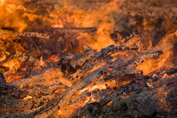 Burnig pile of wood during the Walpurgis Night in Sweden