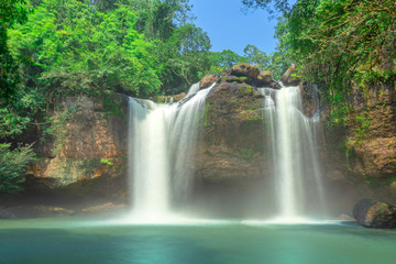 Heo Suwat Waterfall in Khao Yai National Park in Thailand.