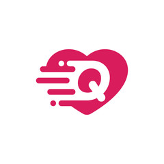 Heart Love with Letter Q Logo Vector Design Template