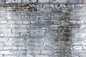 Brick wallpaper, texture. Background for creative design. The white wall is covered with mold. architecture