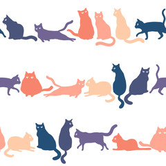 Seamless pattern with cute cats
