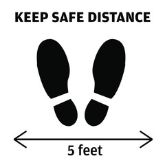 Keep Safe Distance of 5 feet all the time vector illustration