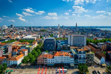 Foto op Plexiglas Aerial view of Antwerp city cetner with Cathedral of Our Lady Antwerp, Belgium © Dmitry Rukhlenko