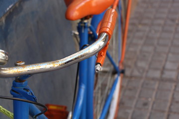 Details of a rusty bike handle