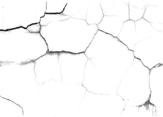 Cracks isolated on white background. Texture for overlay. Wall Background. For designers to apply texture cracks to objects.