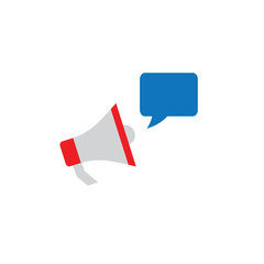 megaphone icon with bubble speech icon	

