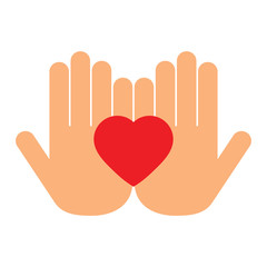 Hand with heart icon vector logo	
