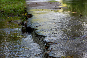flooded path in a park