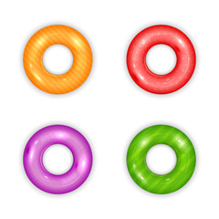 Set of Colored Swim Rings on White Background