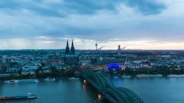 Cologne (Koln) Germany Cathedral and Lock Bridge time lapse