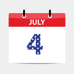 4 Jule calendar USA Independence Day	
