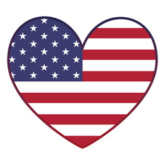 American flag heart vector illustration on isolated white background. Printable Eps 10 file format.