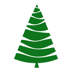 Hand drawn Christmas tree icon on white for design greeting holiday card, stock vector illustration