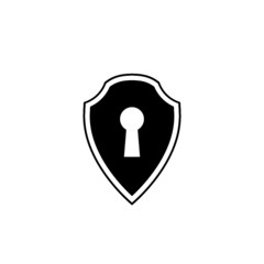 Black Shield with keyhole icon isolated on white background