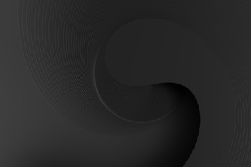 3D rendering of abstract background, black curves converging in a spiral.