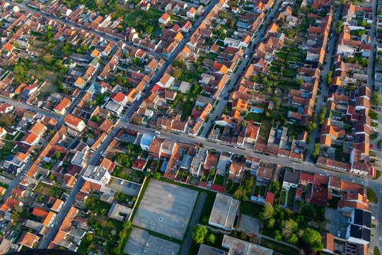 Fototapeta Aerial photo of the suburb of Osijek city, Croatia