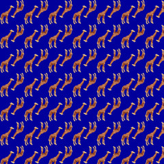 Toy giraffes on a blue background. Toys pattern.